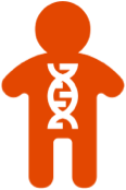 icon of a person with a dna strand on top